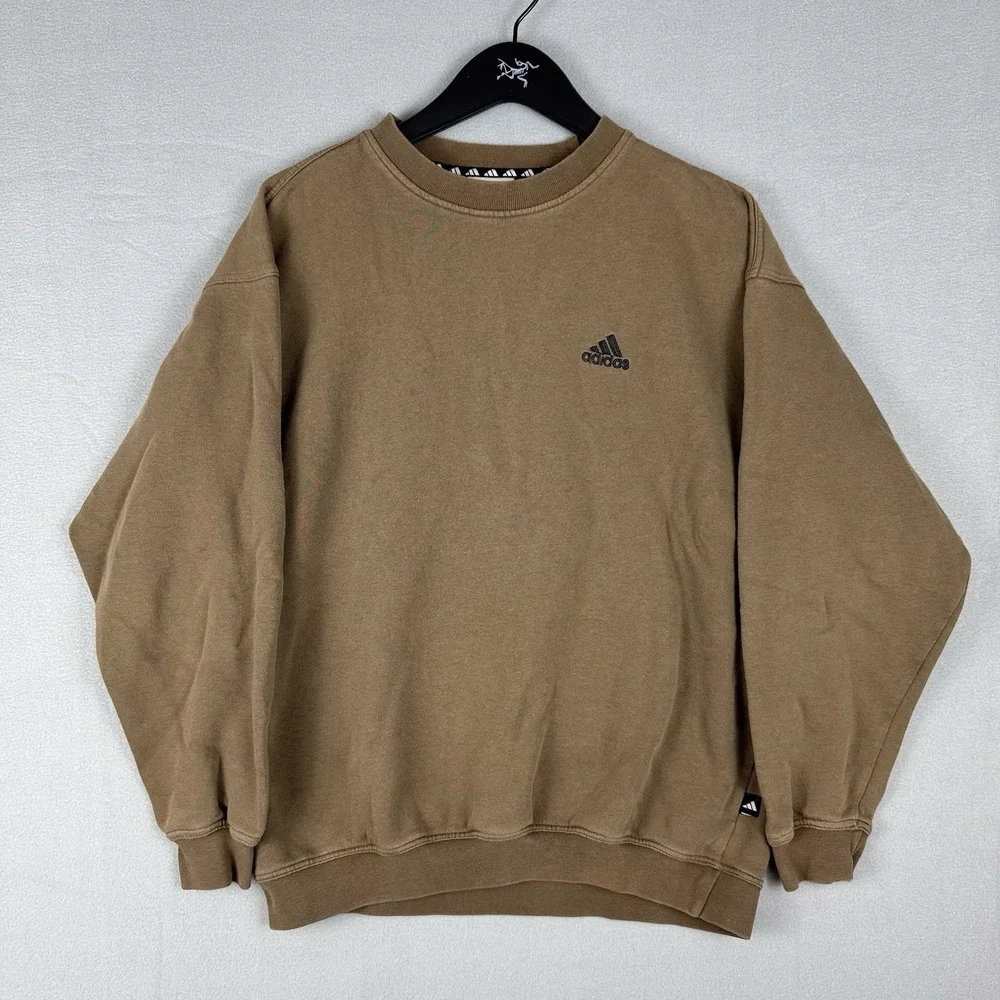 Vintage Adidas Logo Brown Crewneck Sweatshirt Mens Size Large 90s Casual Retro